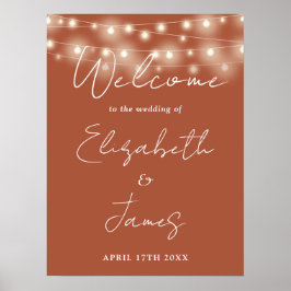 Terracotta String Lights Wedding Willkommenszeiche Poster