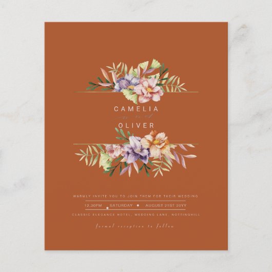 Terracotta Summer Floral Wedding Einladung QR Code (Vorderseite)