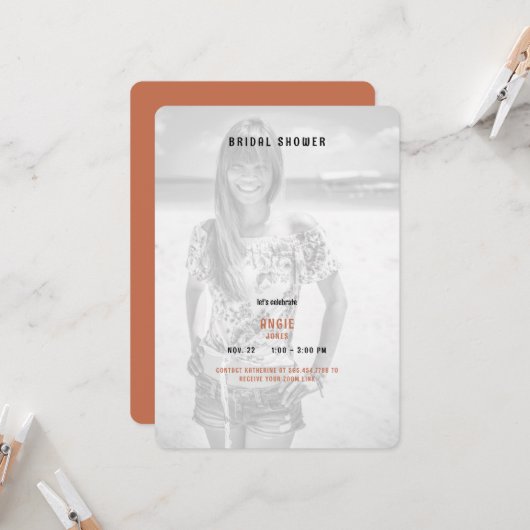 Terracotta Summer Foto Brautparty Einladung (Vorderseite/Rückseite Beispiel)