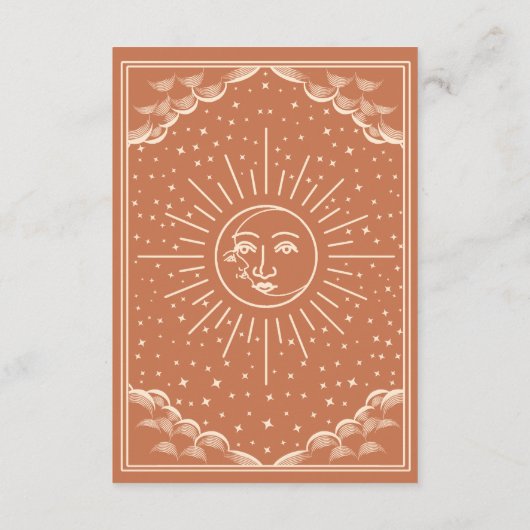 Terracotta Sun and Moon Tarot Hochzeitsempfang Begleitkarte (Rückseite)