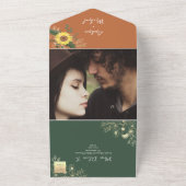 Terracotta Sunflower Boho Wedding All In One Einladung (Außenbereich)