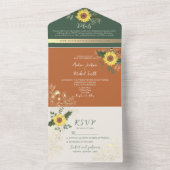 Terracotta Sunflower Boho Wedding All In One Einladung (Innen Boden)