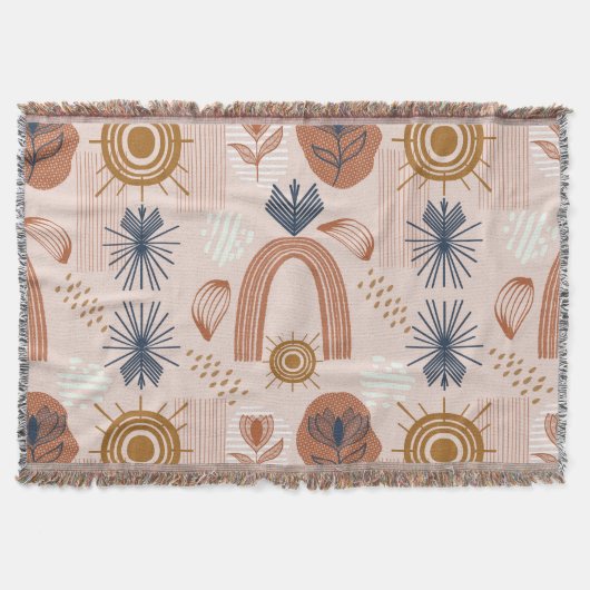 Terracotta Sunrise: Boho Harmony, Blush Pink Decke (Vorderseite)
