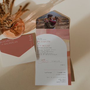 Terracotta Sunrise Boho Wedding All In One Einladung