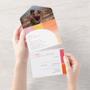 Terracotta Sunrise Boho Wedding All In One Einladung