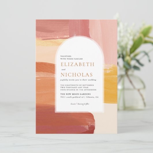 Terracotta Sunrise | Einladung von Boho (Stehend Vorderseite)