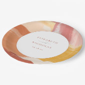 Terracotta Sunrise | Monografische Hochzeit Pappteller (Schrägansicht)