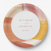 Terracotta Sunrise | Monografische Hochzeit Pappteller (Vorderseite)