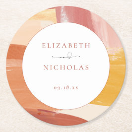 Terracotta Sunrise | Monografische Hochzeit Runder Pappuntersetzer