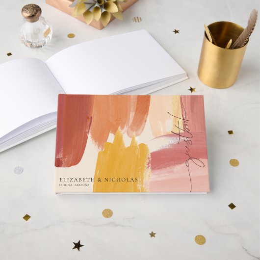 Terracotta Sunrise | Wedding Guest Book Gästebuch (Vorderseite Offen)