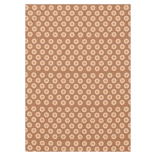Terracotta Tablecloth Groovy 70s Flower Design Tischdecke (Vorderseite)