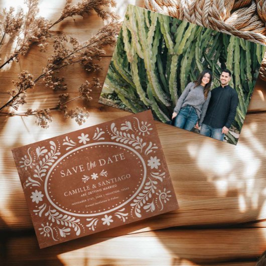 Terracotta Talavera Foto Save the Date