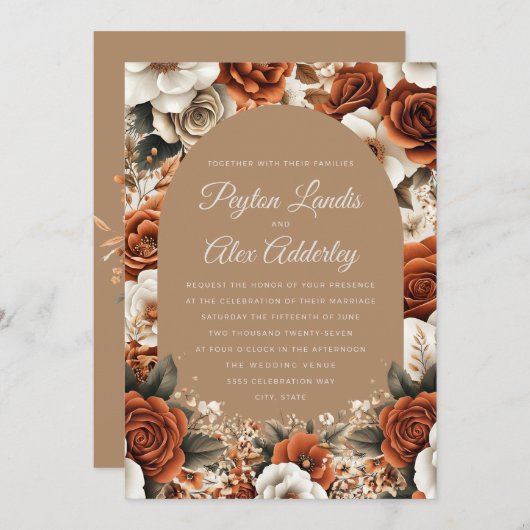 Terracotta Taupe Einladung (Vorne/Hinten)