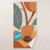 Terracotta & Teal Autumn pattern Badehandtuch (Badehandtuch)