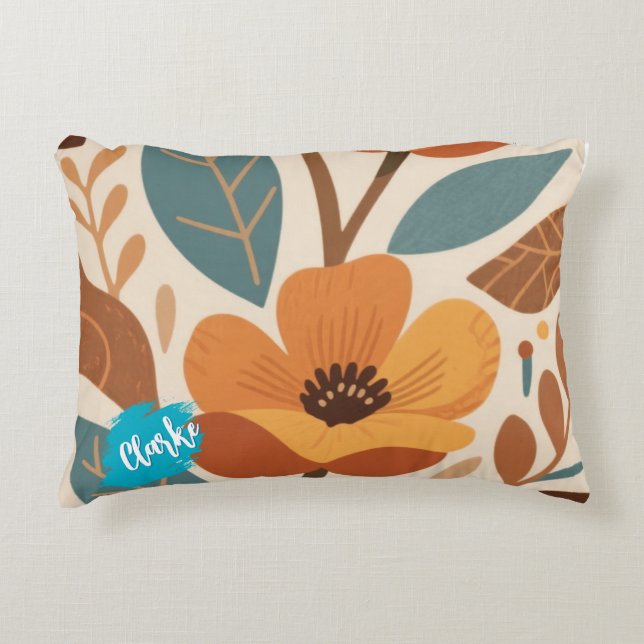 Terracotta & Teal Autumn pattern Dekokissen (Vorderseite)