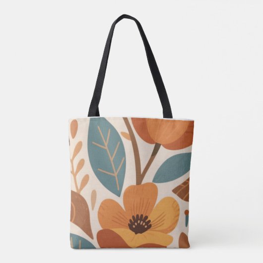 Terracotta & Teal Autumn pattern Tasche (Rückseite)