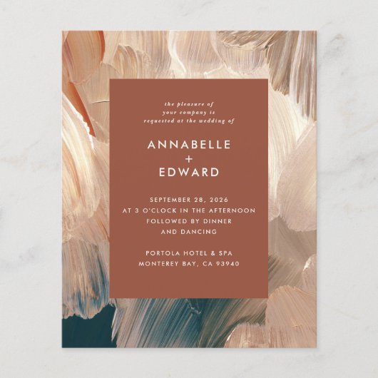 Terracotta teal painterly modern stylish wedding (Vorderseite)