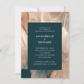 Terracotta teal painterly modern stylish wedding einladung (Vorderseite)