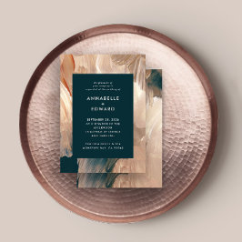 Terracotta teal painterly modern stylish wedding einladung