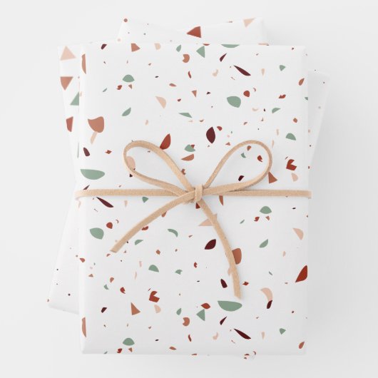 Terracotta Terrazzo Dreiecke & Punkte Moderne Geschenkpapier Set (Beispiel)