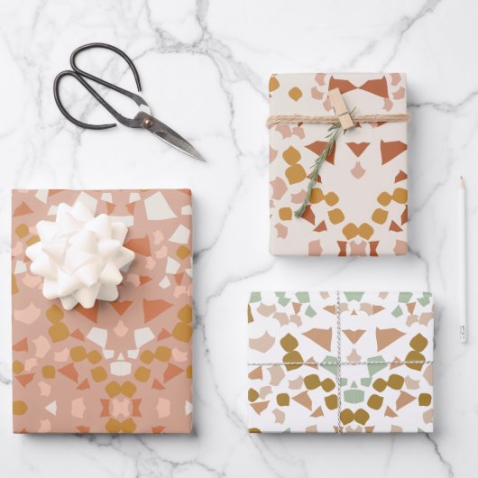 Terracotta Terrazzo Packpapier Geschenkpapier Set (Vorderseite)