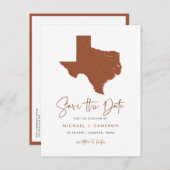 Terracotta Texas Staat Karte QR-Code Save the Date (Vorne/Hinten)