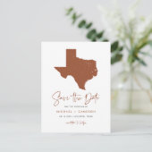 Terracotta Texas Staat Karte QR-Code Save the Date (Stehend Vorderseite)