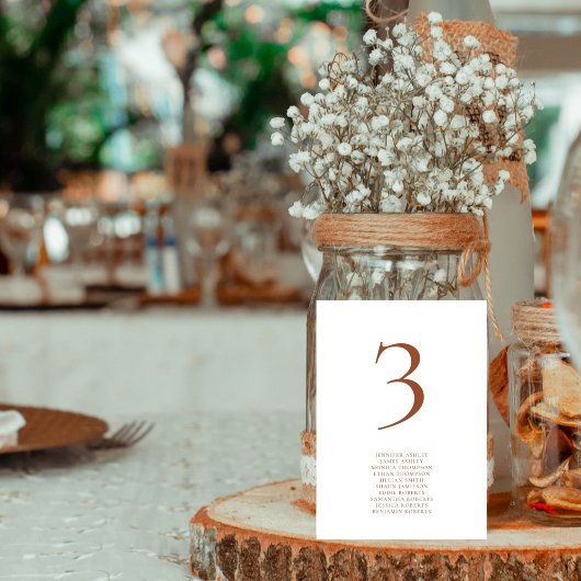 Terracotta Text Tischnummer Seekarte