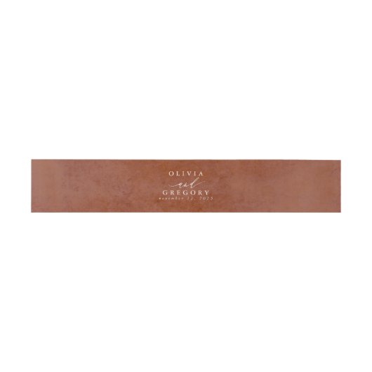 Terracotta Textured Modern Minimal Wedding Einladungsbanderole (Flach)