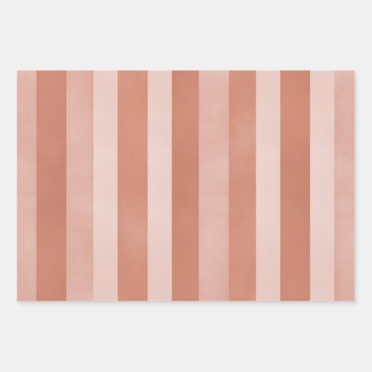 Terracotta Textured Stripes Muster Geschenkpapier Set (Vorderseite)