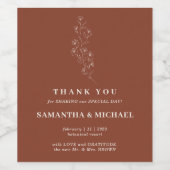 Terracotta Tiny Blume Elegant Vielen Dank für Ihre Weinetikett (Einzelnes Label)