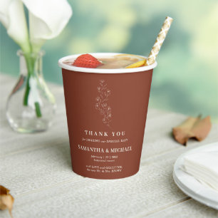 Terracotta Tiny Blume Minimal Drink Wedding Pappbecher