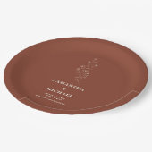 Terracotta Tiny Blume Moderne Hochzeit Pappteller (Schrägansicht)