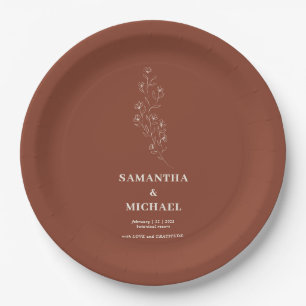 Terracotta Tiny Blume Moderne Hochzeit Pappteller