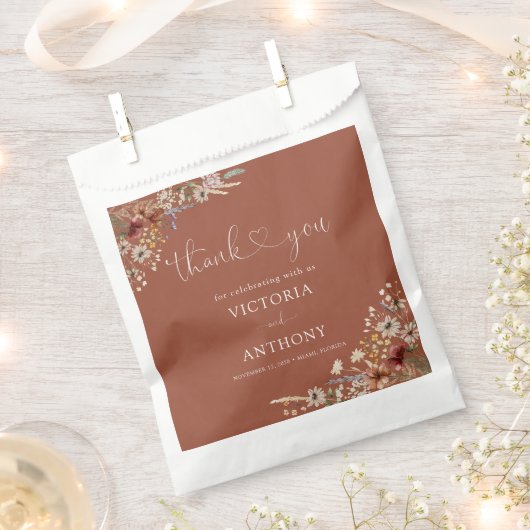 Terracotta Tiny Wildblume Brautparty Fevor Bag Geschenktütchen (Ausgeschnitten)