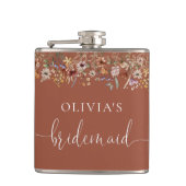 Terracotta Tiny Wildblume Brautparty Flask Flachmann (Vorderseite)