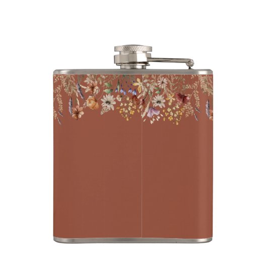 Terracotta Tiny Wildblume Brautparty Flask Flachmann (Rückseite)