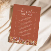 Terracotta Tiny Wildblume Brautparty Game