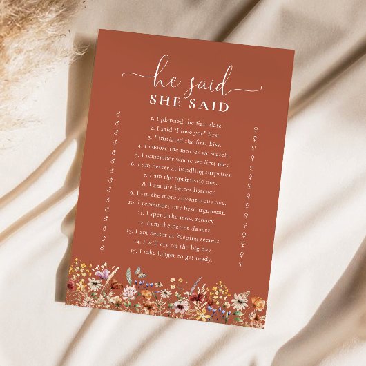 Terracotta Tiny Wildblume Brautparty Game