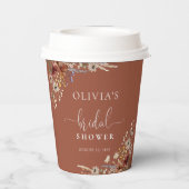 Terracotta Tiny Wildblume Brautparty Pappbecher (Rückseite)