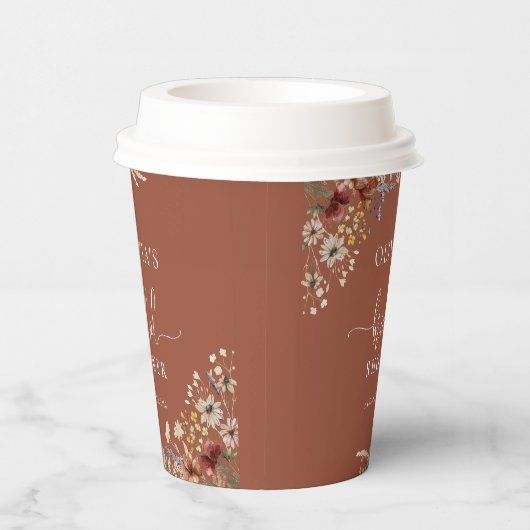 Terracotta Tiny Wildblume Brautparty Pappbecher (Rechts)