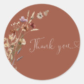 Terracotta Tiny Wildblume Brautparty Runder Aufkleber (Vorderseite)