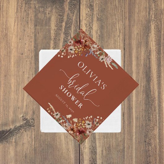Terracotta Tiny Wildblume Brautparty Serviette
