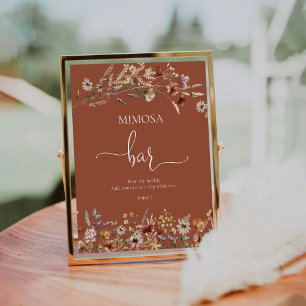 Terracotta Tiny Wildblume Gold Mimosa Bar Sign Sockelschild