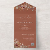 Terracotta Tiny Wildblume Wedding All In One Einladung (Innen Boden)