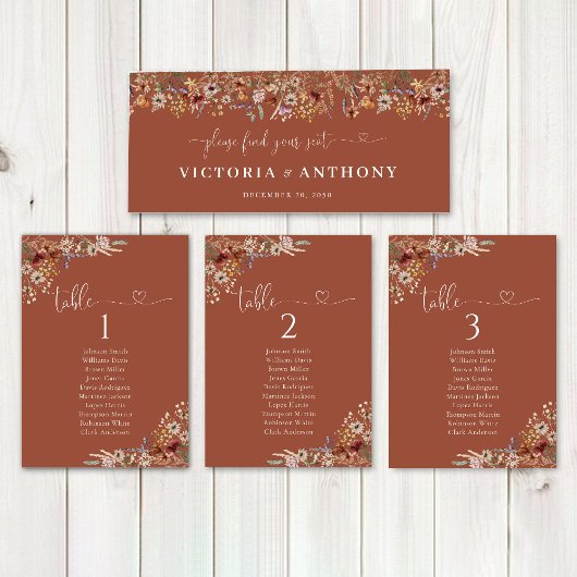 Terracotta Tiny Wildblume Wedding Head Table Sign