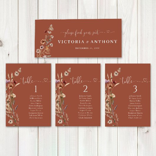 Terracotta Tiny Wildblume Wedding Head Table Sign