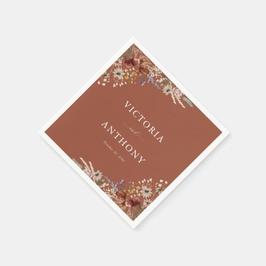 Terracotta Tiny Wildblume Wedding Napkins Serviette (Ecke)