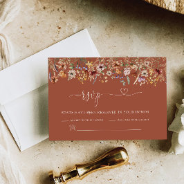 Terracotta Tiny Wildblume Wedding RSVP Card Karte