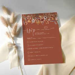 Terracotta Tiny Wildblume Wedding RSVP Card Karte